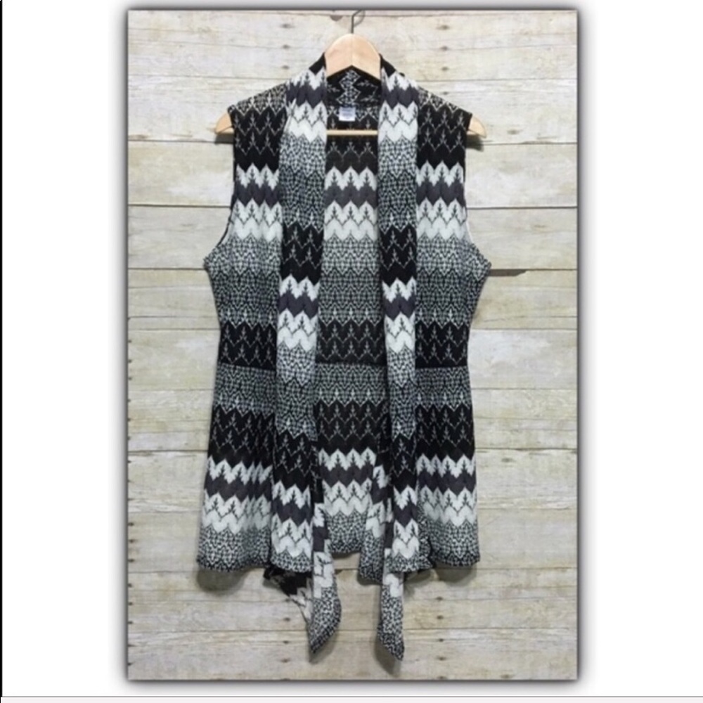 JOCKEY chevron waterfall open cardigan vest size L